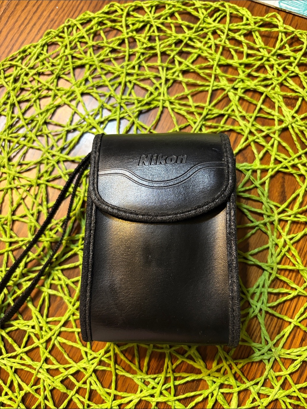 Nikon Black Leather-Style Compact Camera Pouch with Strap